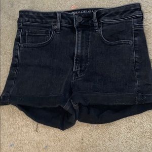 american eagle black jean shorts